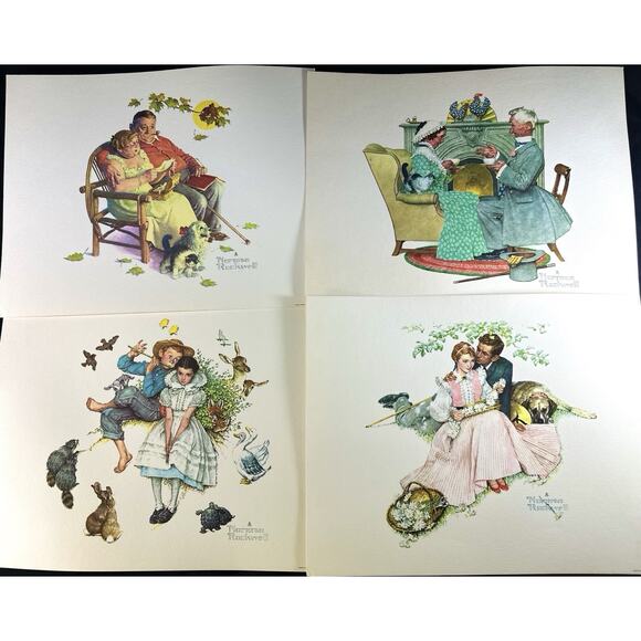 Other - Lot of 4 Vintage Norman Rockwell Art Prints Americana Unframed 13x10